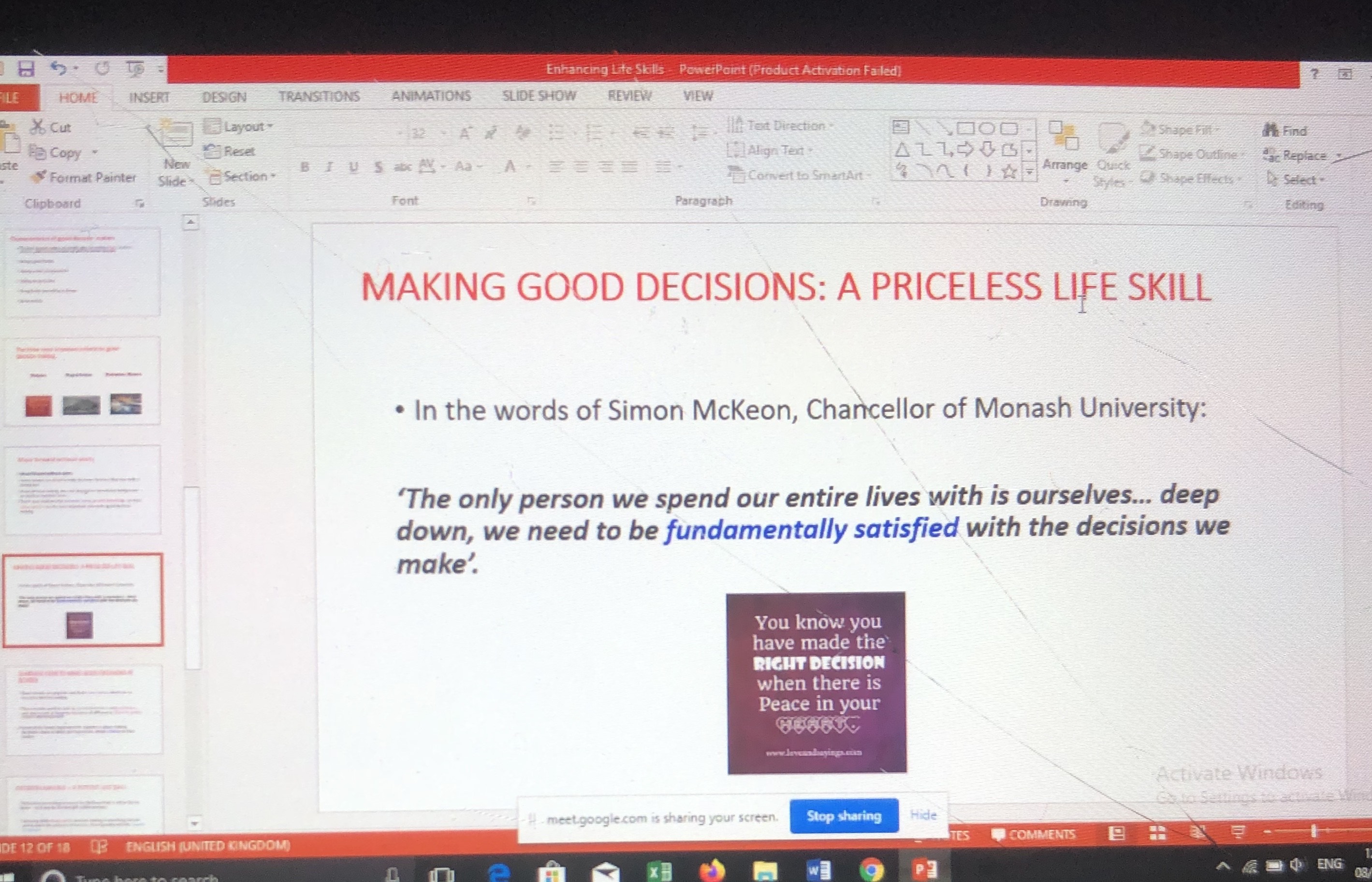 ENHANCING LIFE SKILLS - DECISION MAKING
