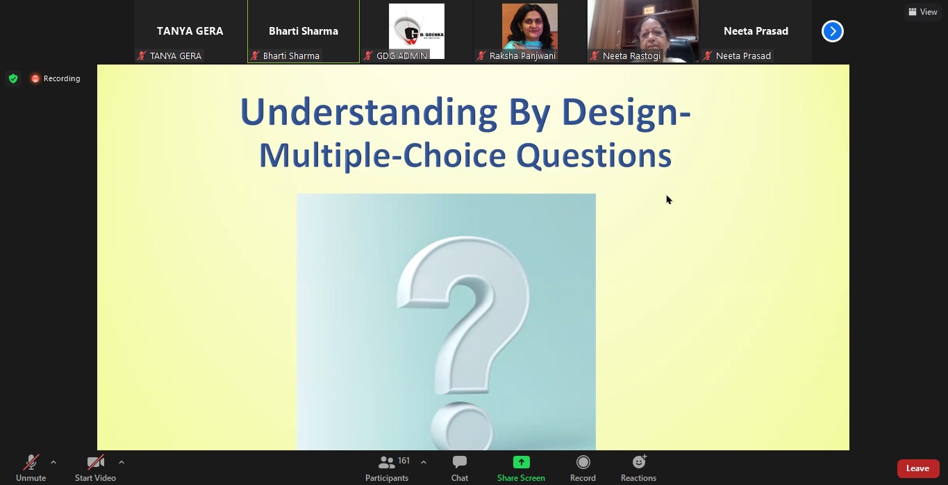 UNDERSTANDING BY DESIGN; MULTIPLE CHOICE QUESTIONS